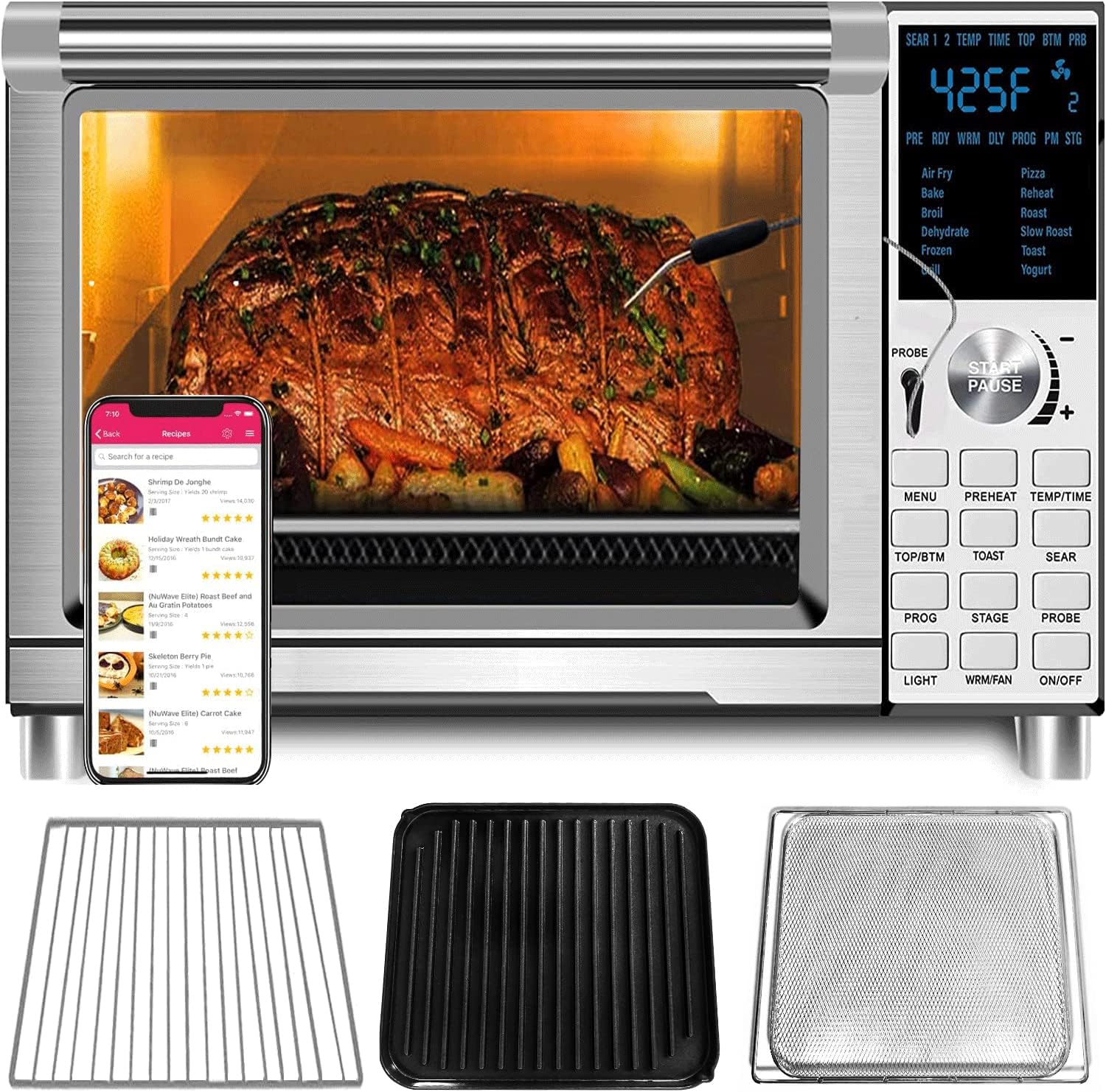 uwave Bravo XL Air Fryer Toaster Smart Oven, 12-in-1 Countertop Grill/Griddle Combo