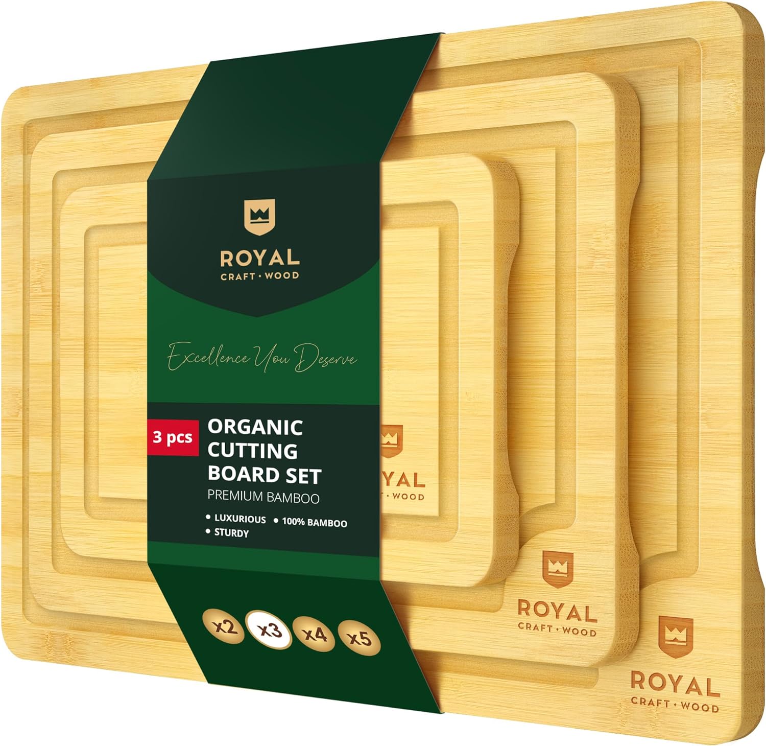 ROYAL CRAFT WOOD Cutting Boards for Kitchen - Bamboo Cutting Board 