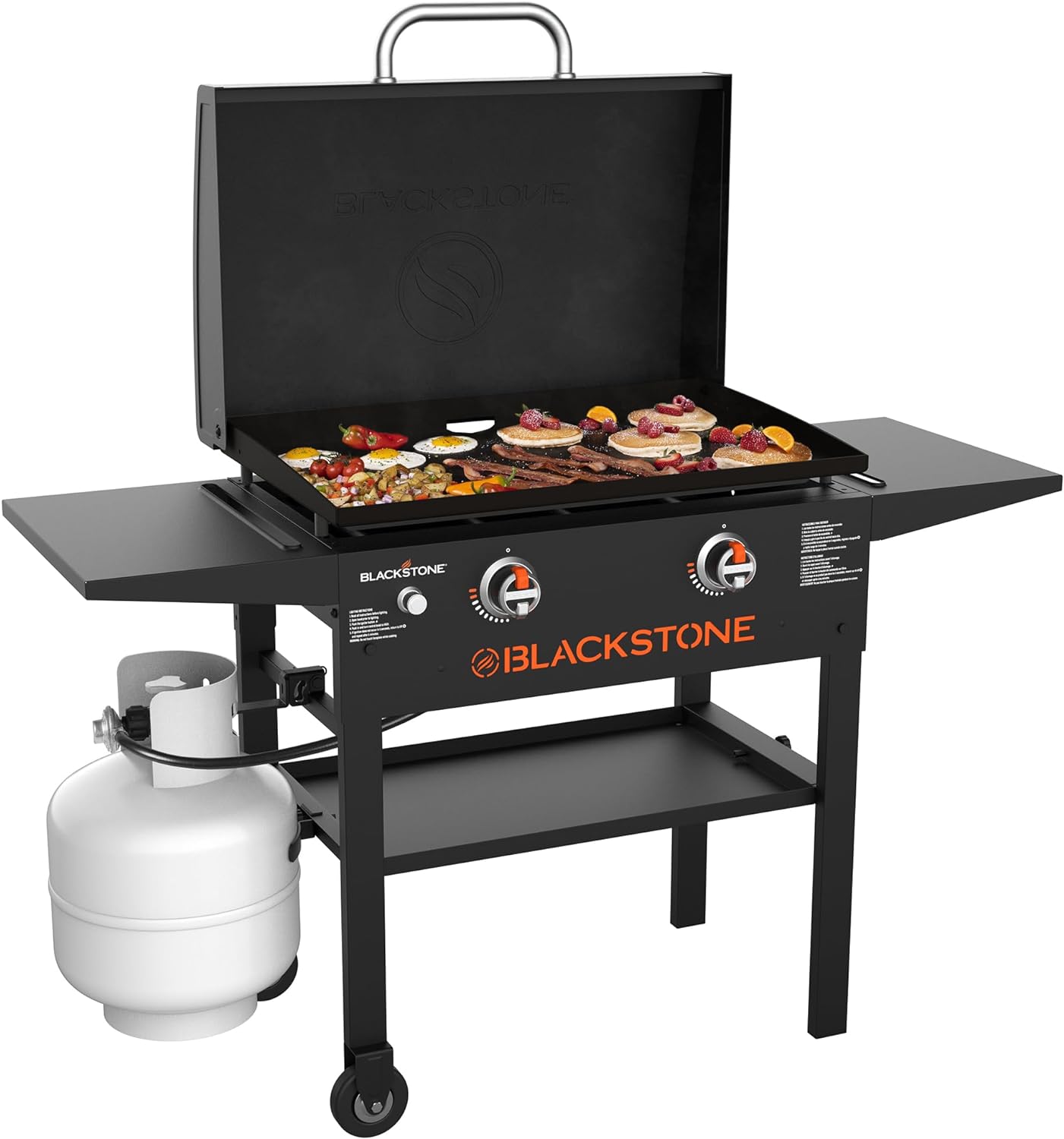 Blackstone 1883 Gas Hood & Side Shelves Heavy Duty Flat Top Griddle Grill Station for Kitchen